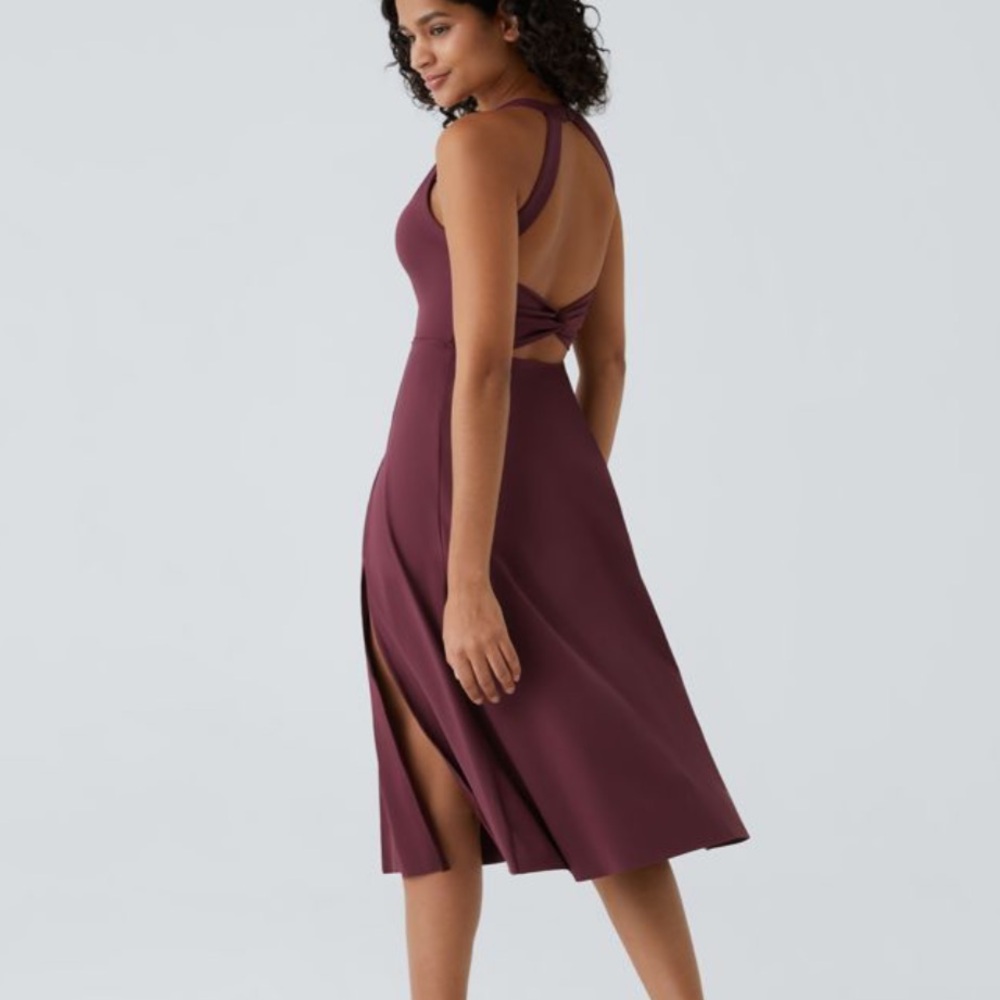 HALARA Burgundy Cut Out Pocket Midi Dress - Picture 3 of 6